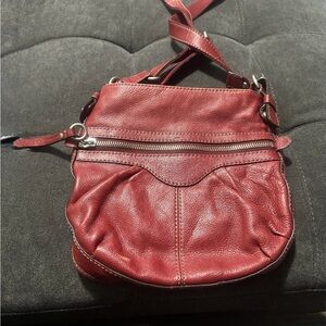 Fossil Red Leather Crossbody Bag